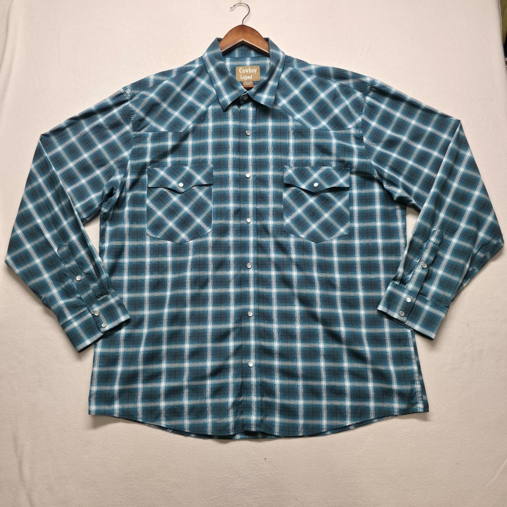 Cowboy Legend Men's Blue Long Sleeve Pearl Snap Western Shirt Size 3X